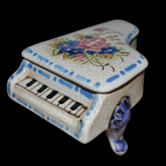 Vintage 3 Piece Piano Set 2 Pianos Piano Player Floral Design Japan - Picture 10 of 14